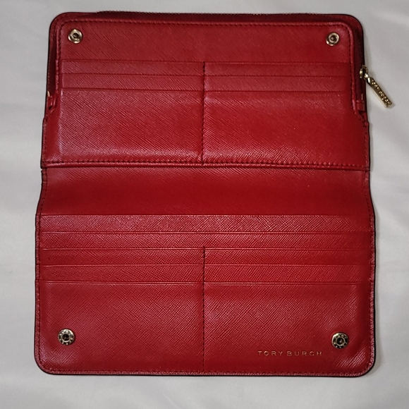 Tory Burch Red Snap Zipper Wallet - Picture 5 of 8